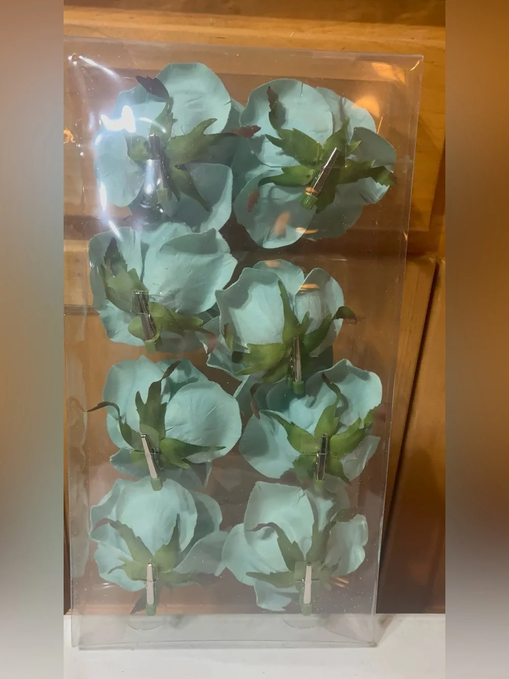 Valerie Parr Hill Frosted Rose Clips Set Seaglass Seafoam Green